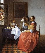 Jan Vermeer A Lady and Two Gentlemen oil painting on canvas